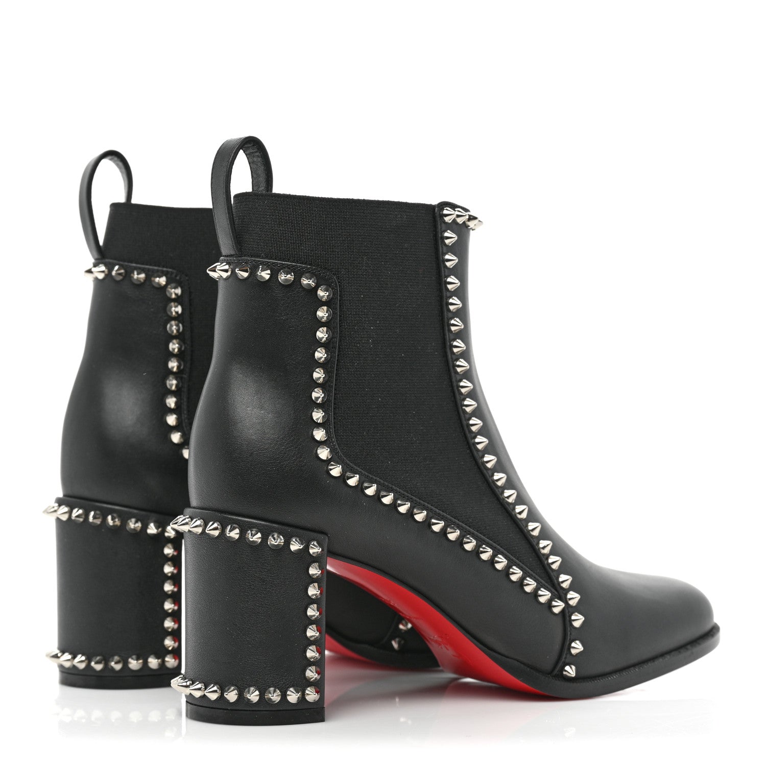 Christian Louboutin Calfskin Spikes Chelsea Outline Boots 37.5 Black 4 of 9