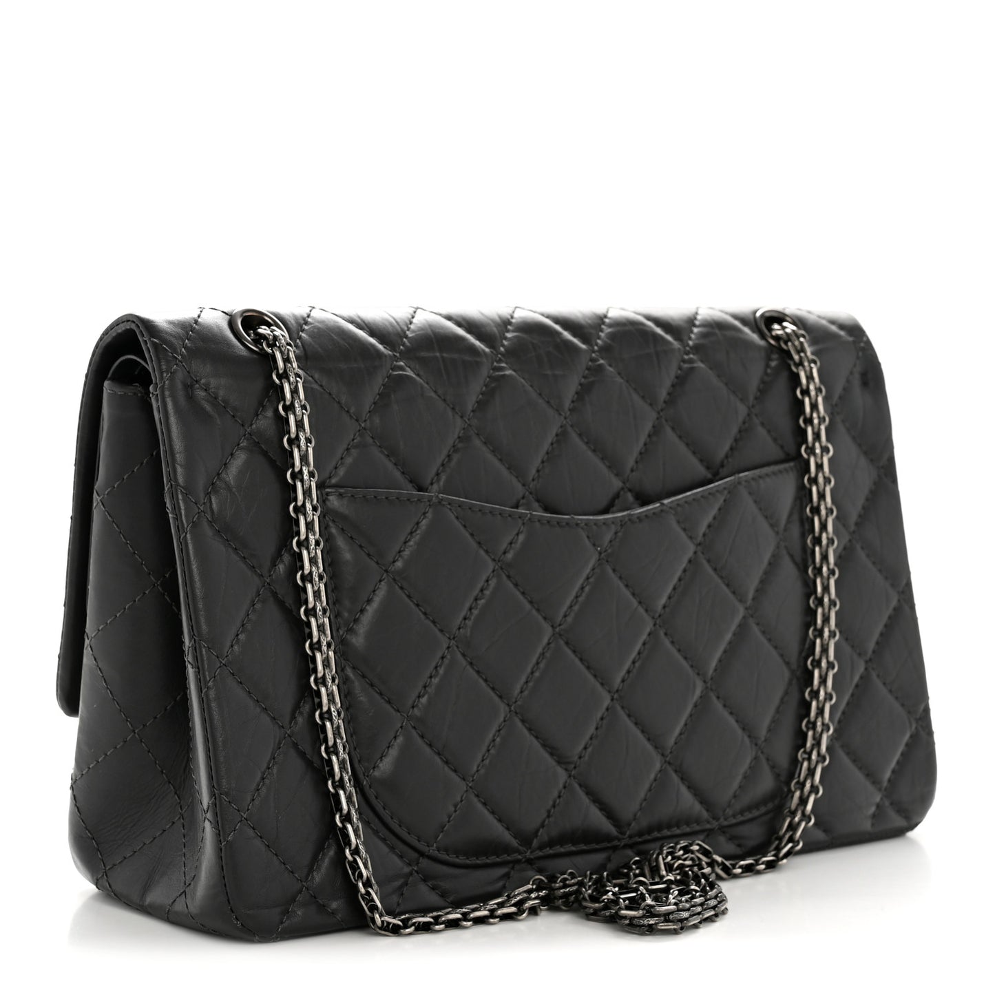 Aged Calfskin Quilted 2.55 Reissue 227 Flap Dark Grey