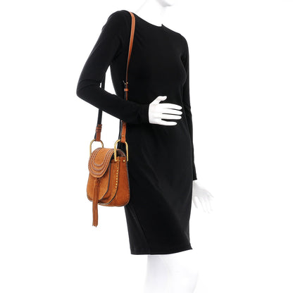 Chloe Suede Calfskin Braided Small Hudson Shoulder Bag Caramel 2 of 6