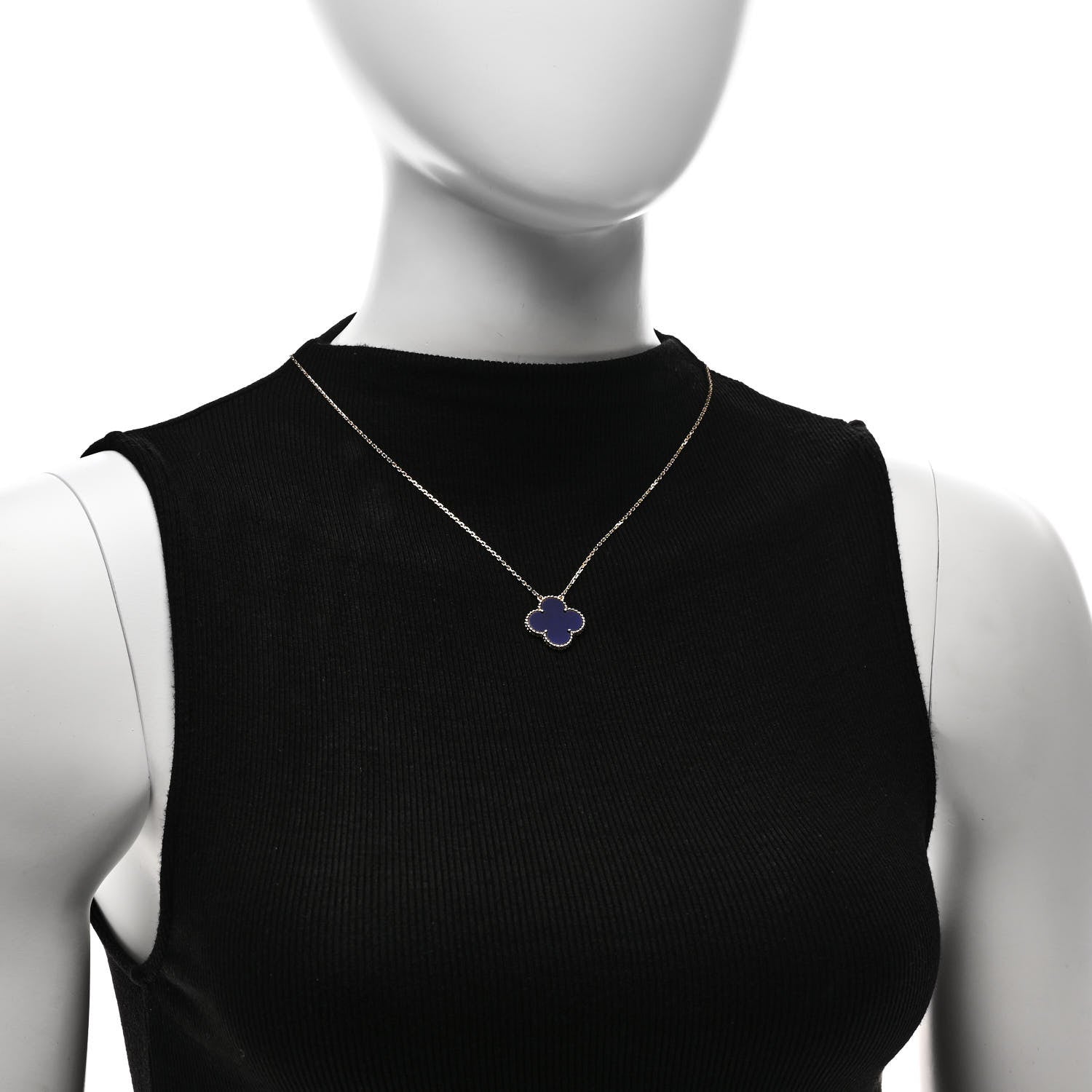 Van Cleef & Arpels 18K Yellow Gold Blue Sevres Porcelain Magic Alhambra Vendome Necklace 2 of 6