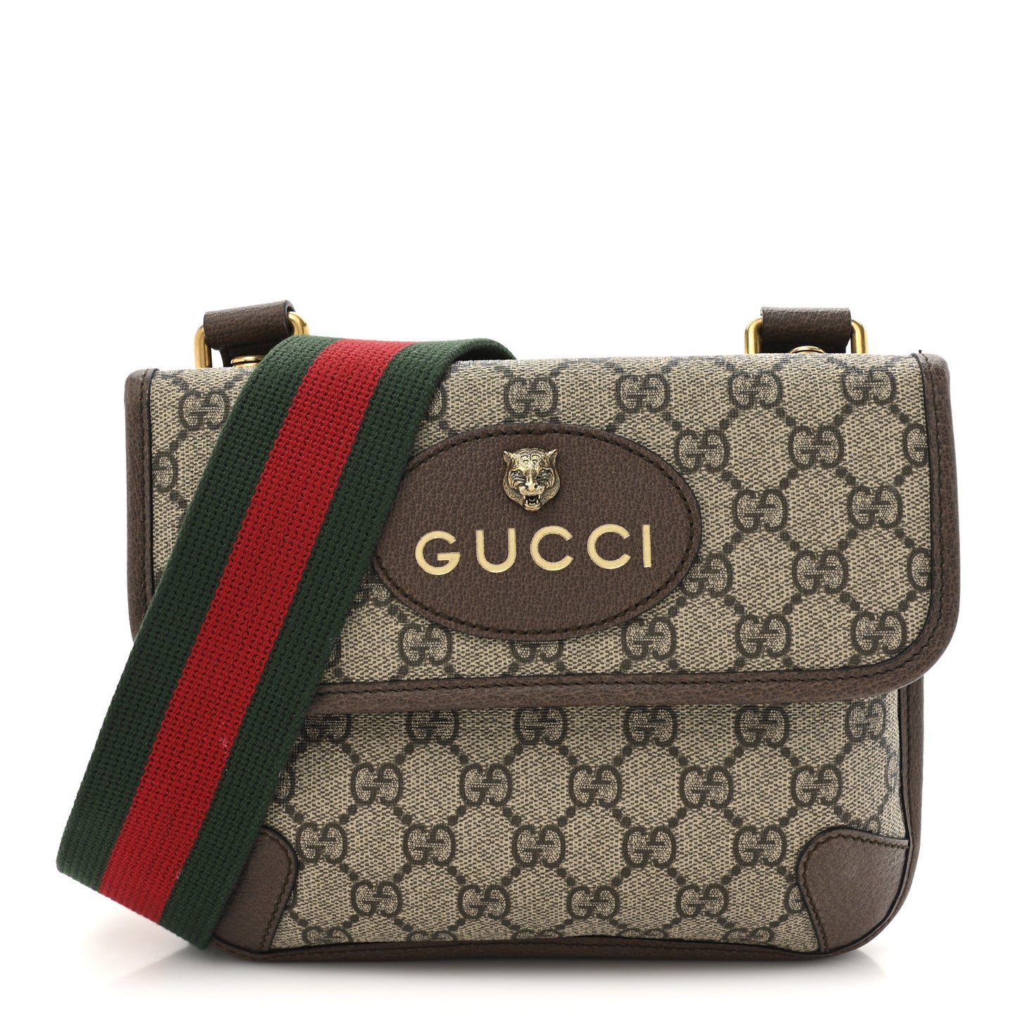 GG Supreme Monogram Web Small Neo Vintage Double Flap Messenger Bag Beige New Acero