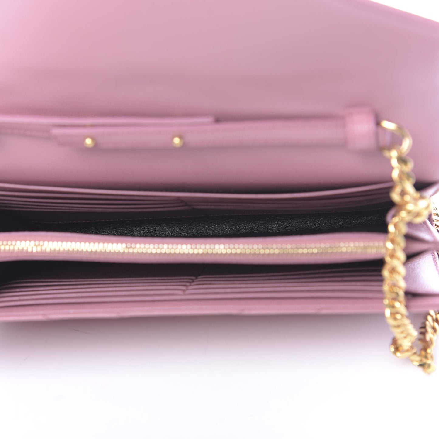Grain De Poudre Matelasse Chevron Monogram Chain Wallet Tender Pink