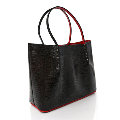 Christian Louboutin Calfskin Crocodile Embossed Spikes Large Cabarock Espresso 3 of 8
