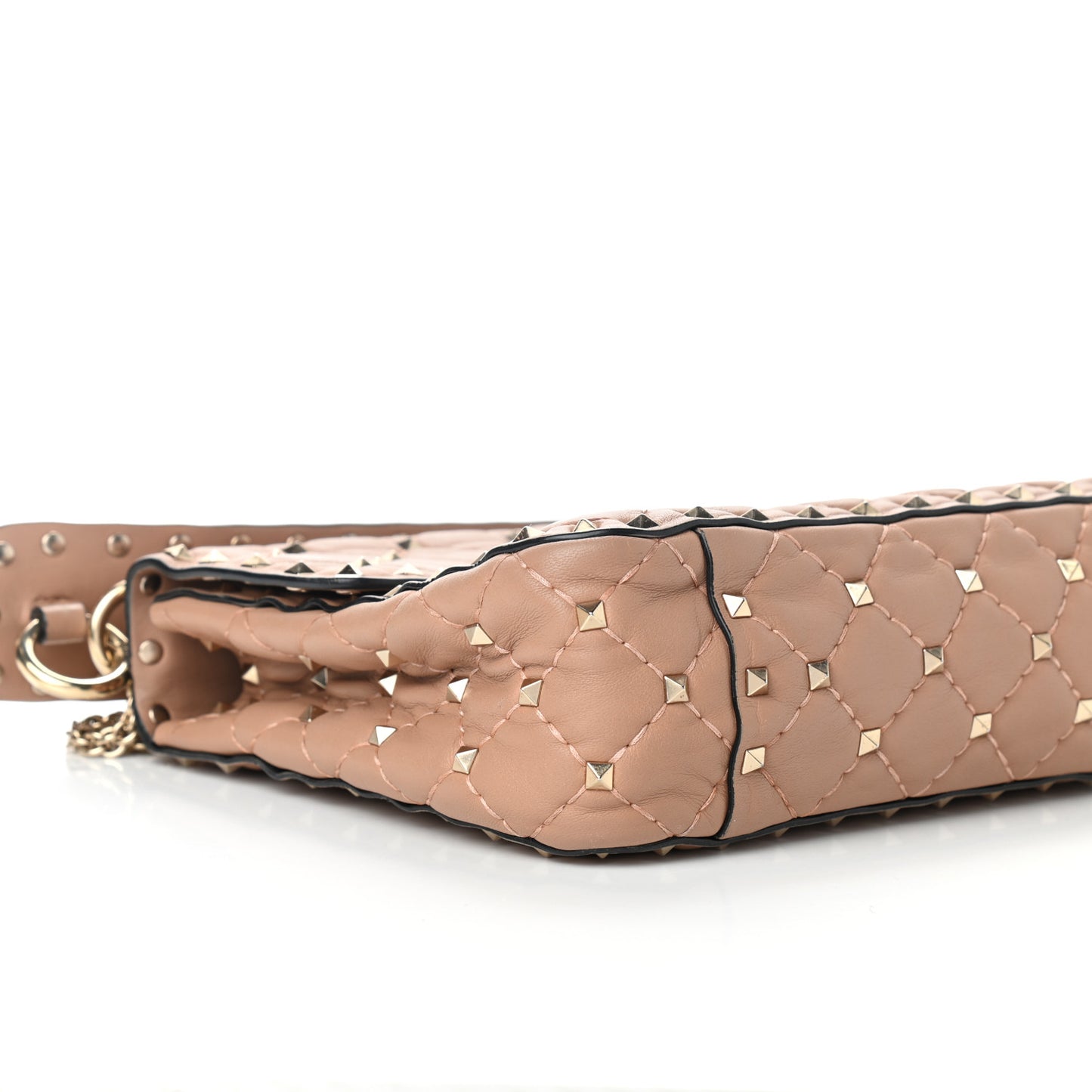 Nappa Medium Rockstud Spike Shoulder Bag Soft Noisette
