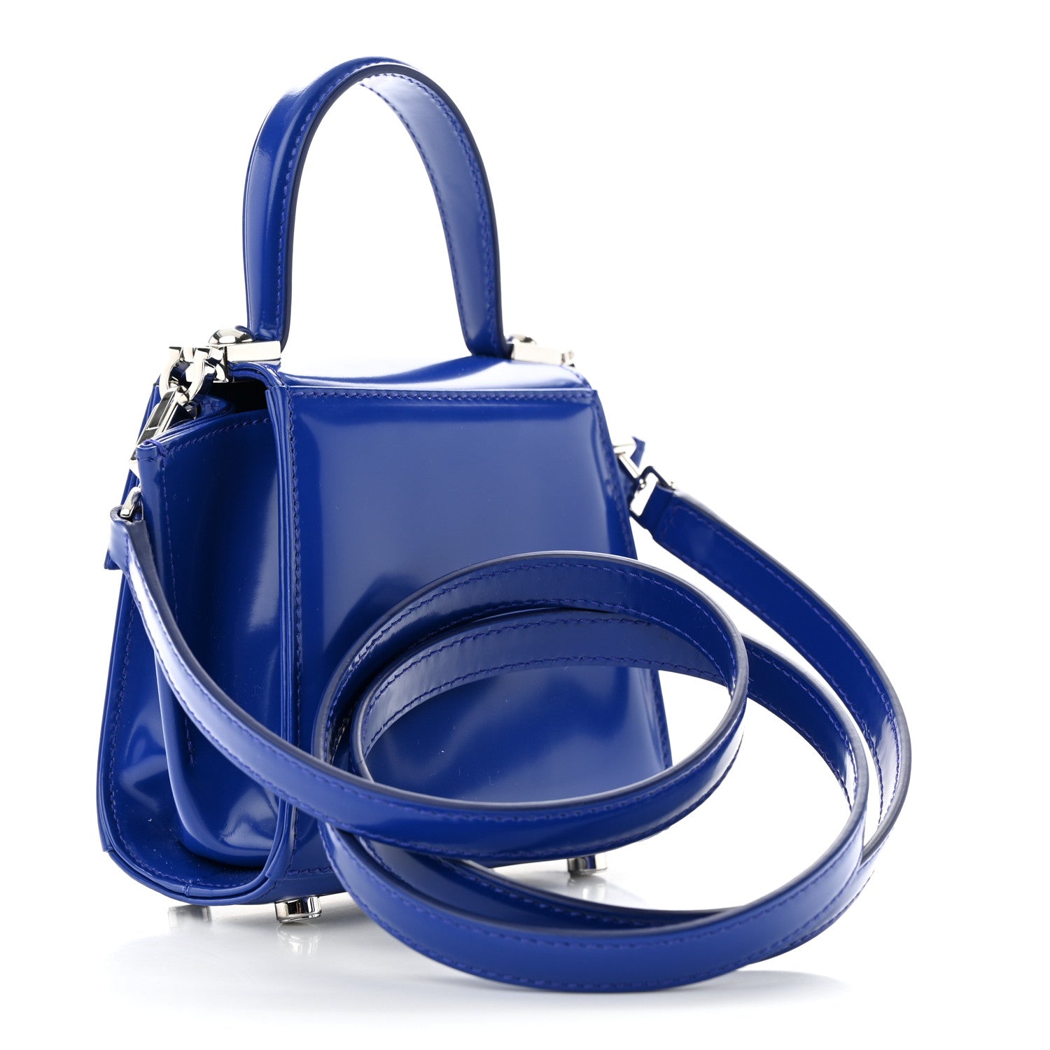 Salvatore Ferragamo Brushed Calfskin Micro Iconic Top Handle Bag Lapis Lazuli 3 of 9