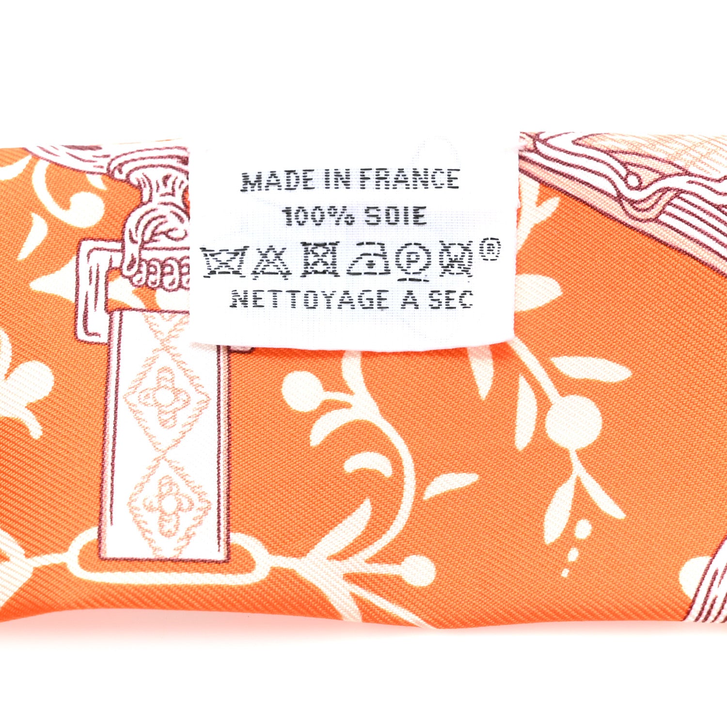 Hermes Silk Etriers Remix Twilly Orange Creme Beige 3 of 4