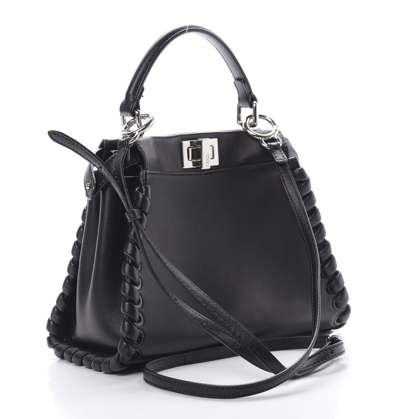Nappa Lace Up Mini Peekaboo Iconic Satchel Black
