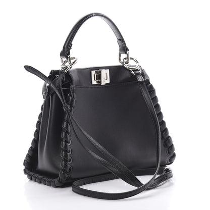 Fendi Nappa Lace Up Mini Peekaboo Iconic Satchel Black 3 of 11