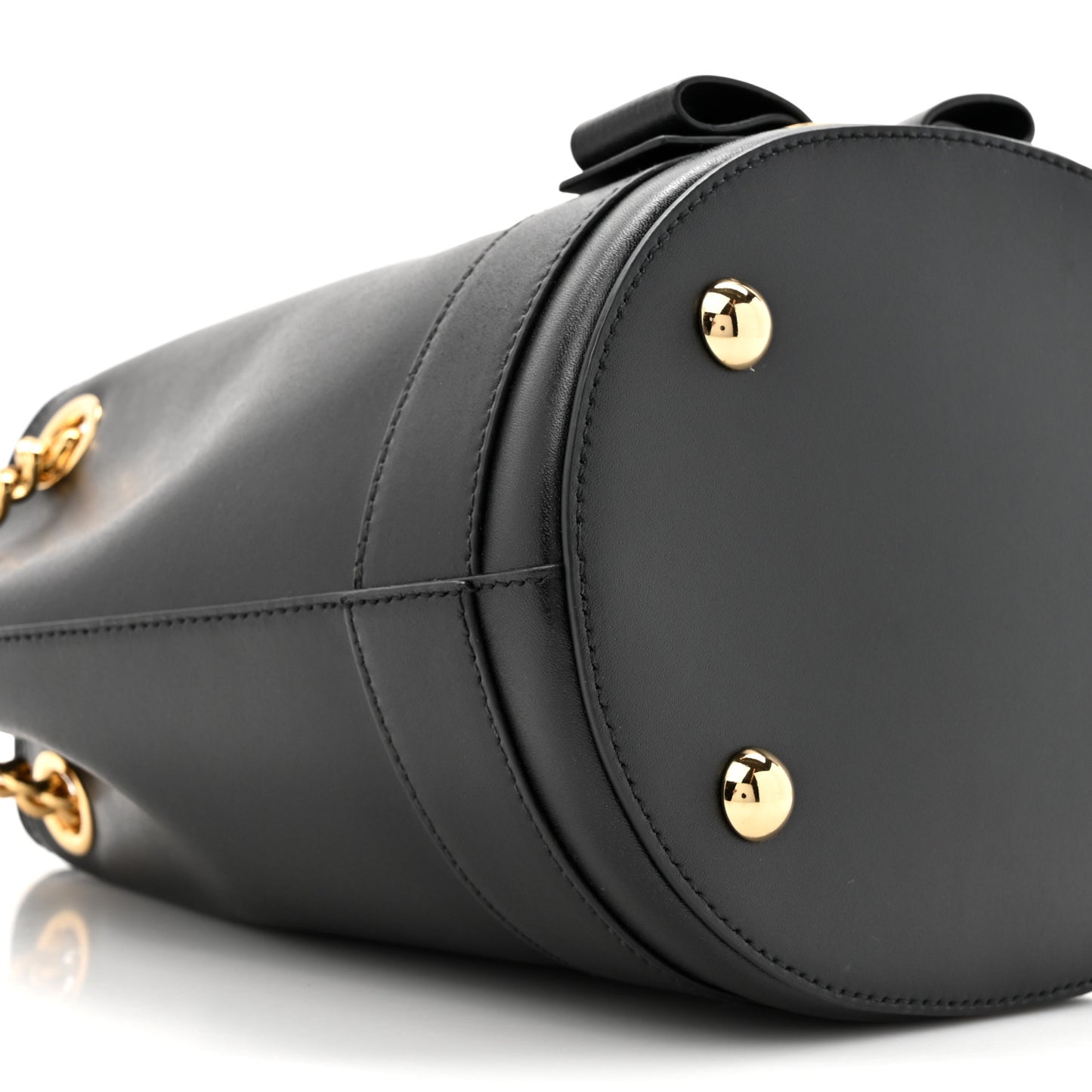 Calfskin Vara Bow Bucket Bag Black
