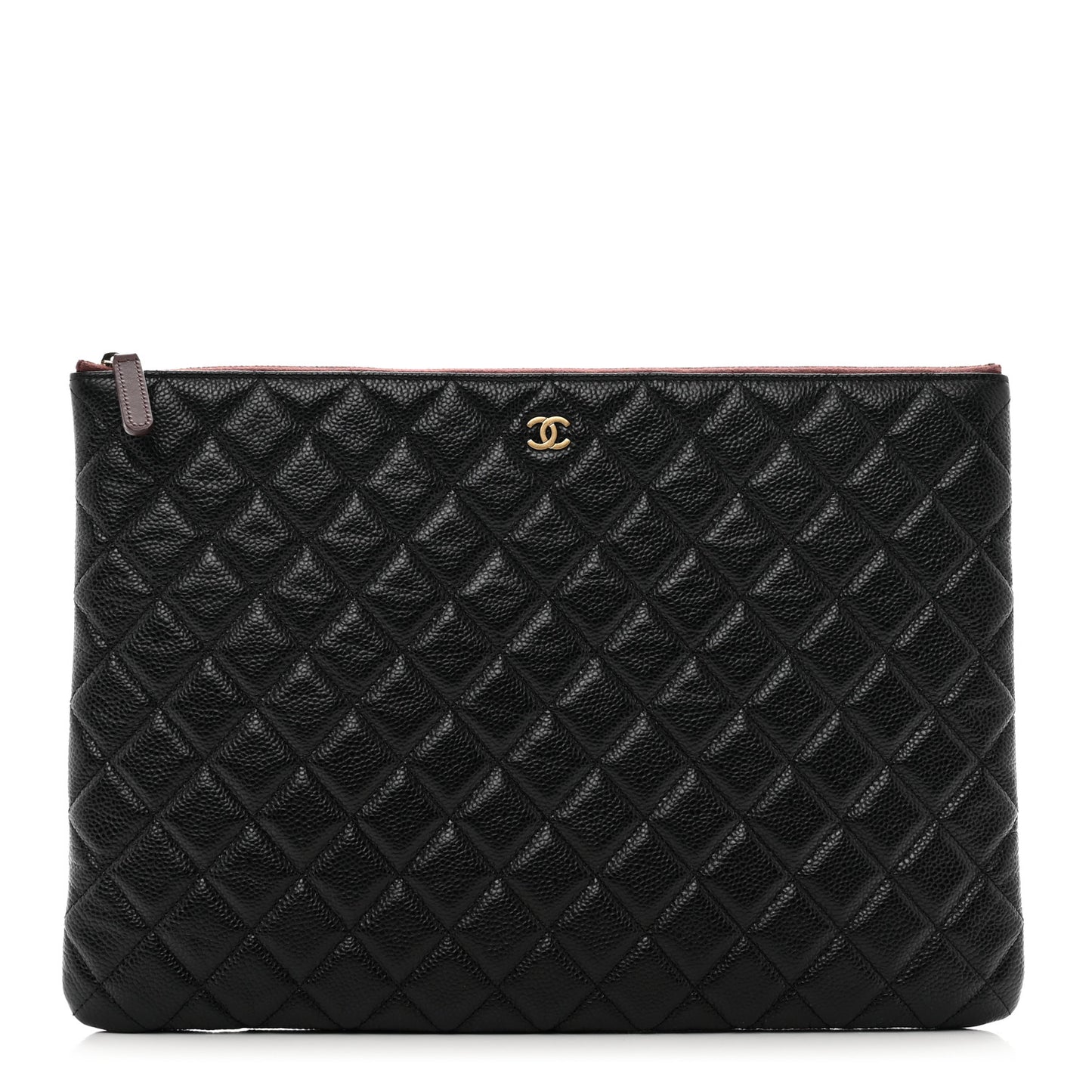 Caviar Quilted Large Cosmetic Case Black