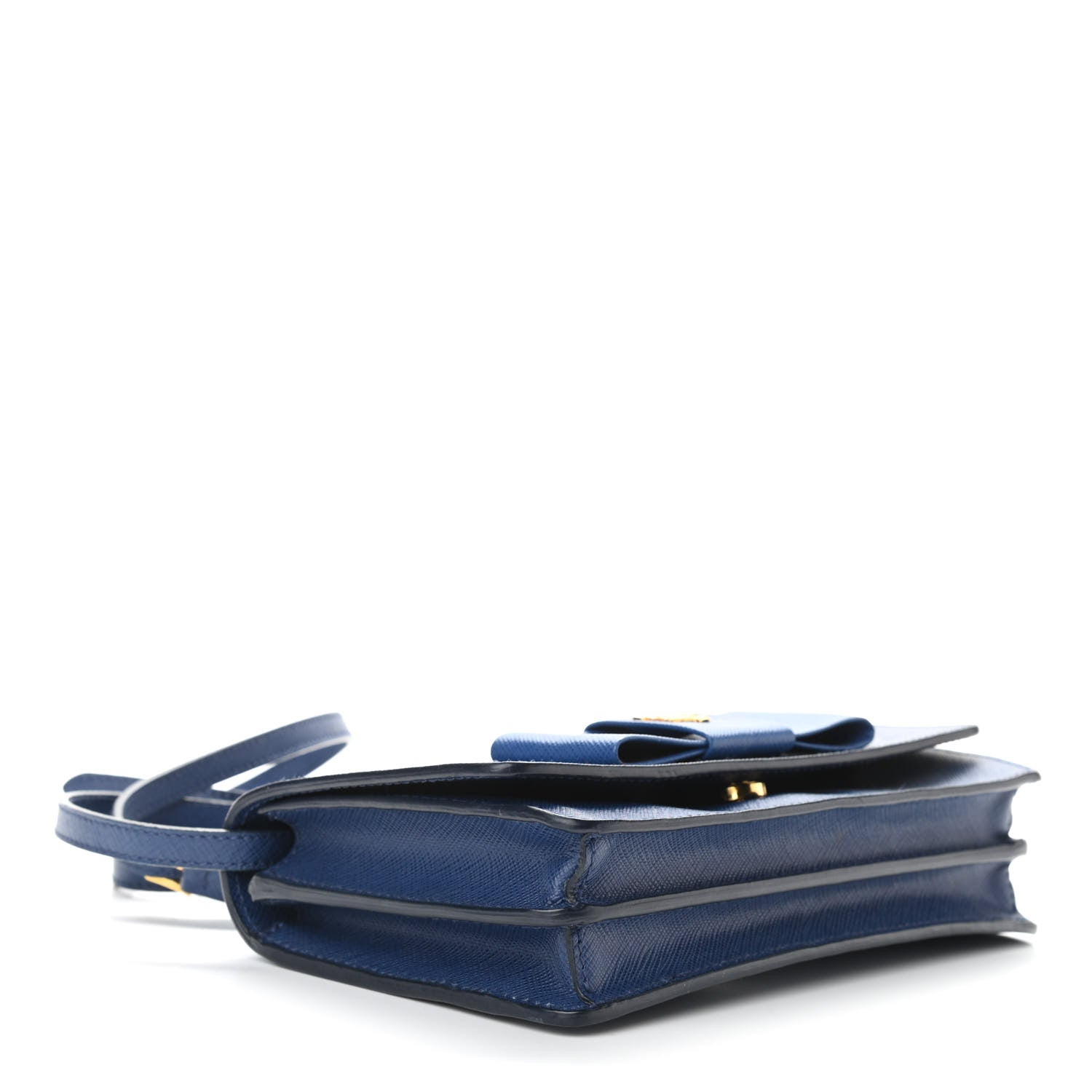 Prada Saffiano Fiocco Bow Flap Wallet Bluette Cobalto 4 of 9