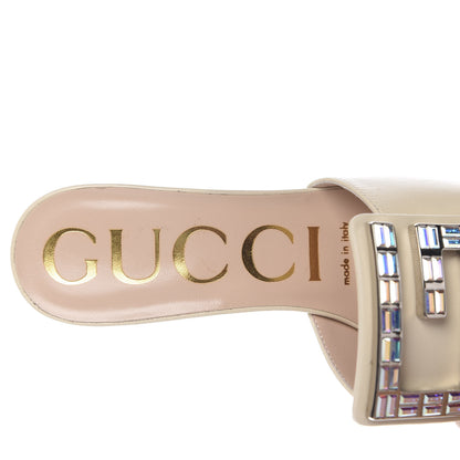 Gucci Malaga Kid Crystal Square G Madelyn Mules 36 Vintage White 8 of 10