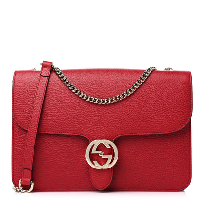 Gucci Dollar Calfskin Interlocking G Shoulder Bag Red 1 of 9