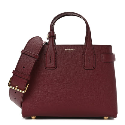 Burberry Grainy Calfskin House Check Small Banner Tote Crimson 1 of 14