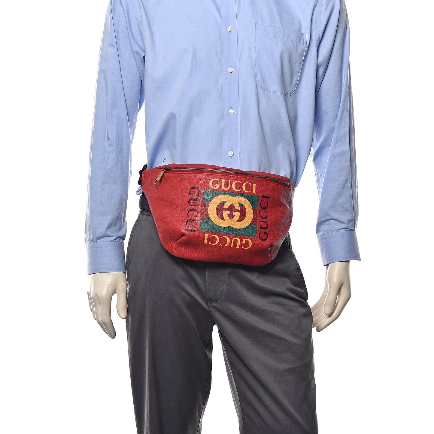 Grained Calfskin Logo Belt Bag Hibiscus Red