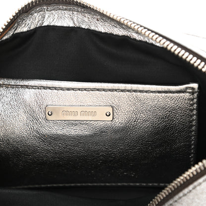 Miu Miu Metallic Nappa Matelasse Double Zip Pochette Clutch Cromo 6 of 10
