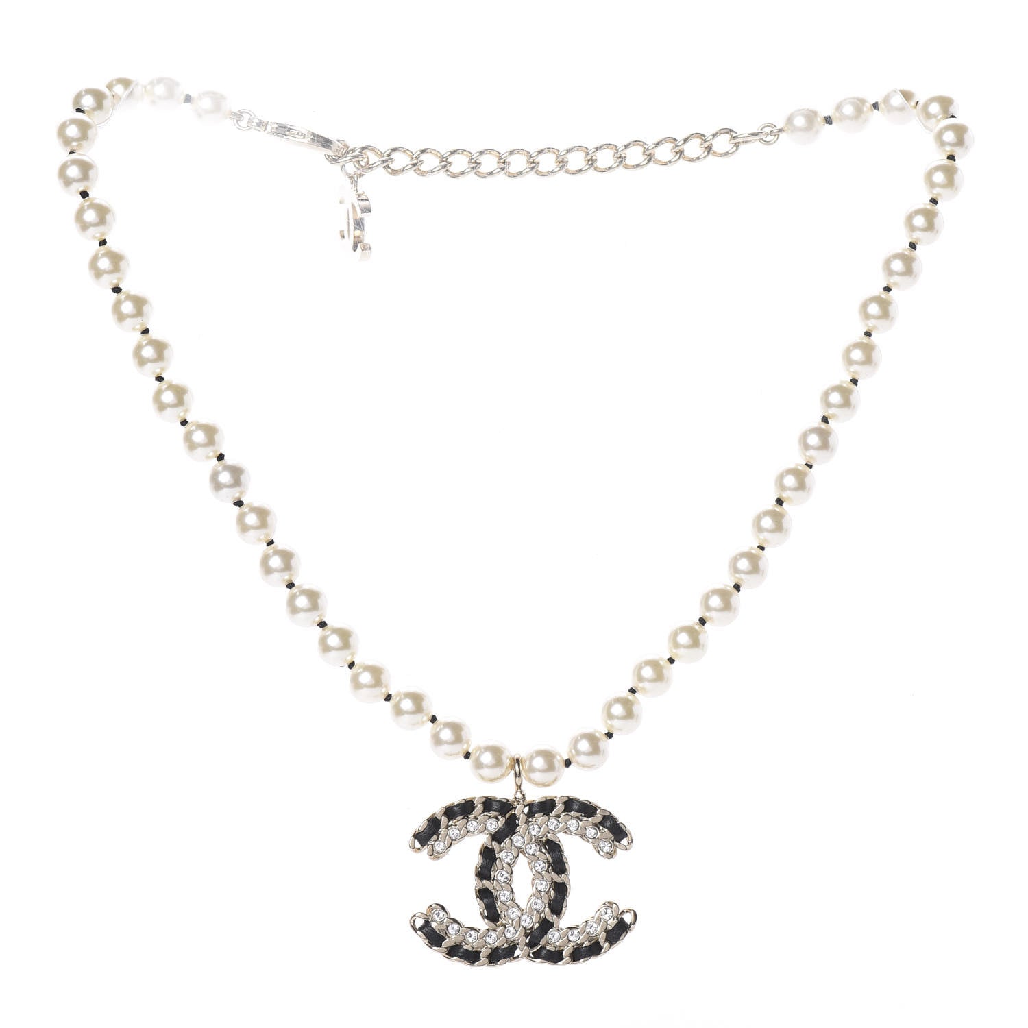 Chanel Lambskin Pearl Crystal Vintage Allure CC Short Necklace Gold 2 of 2