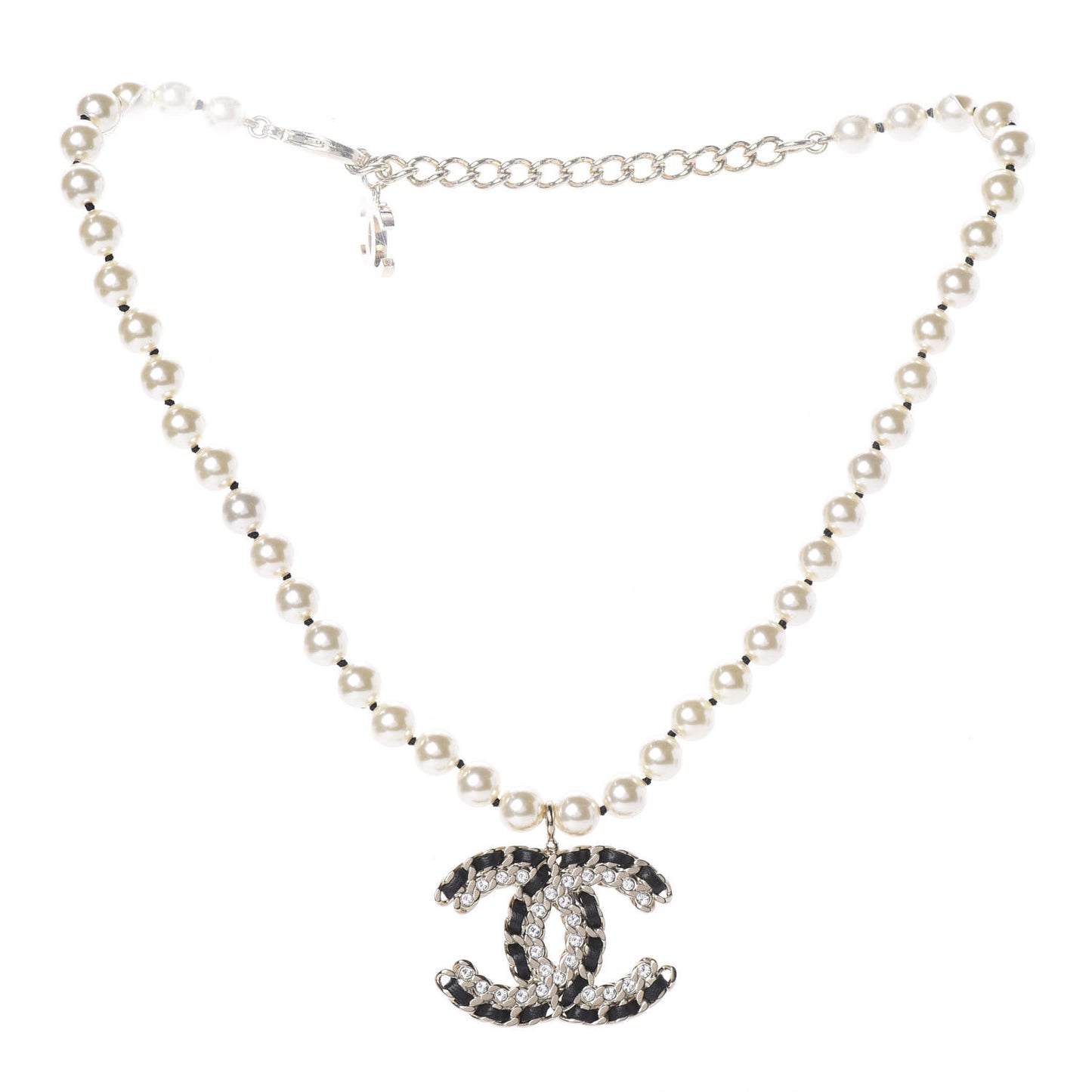 Lambskin Pearl Crystal Vintage Allure CC Short Necklace Gold