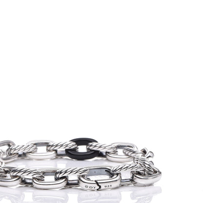 David Yurman Sterling Silver Black Ceramic Chain Link Bracelet 3 of 6