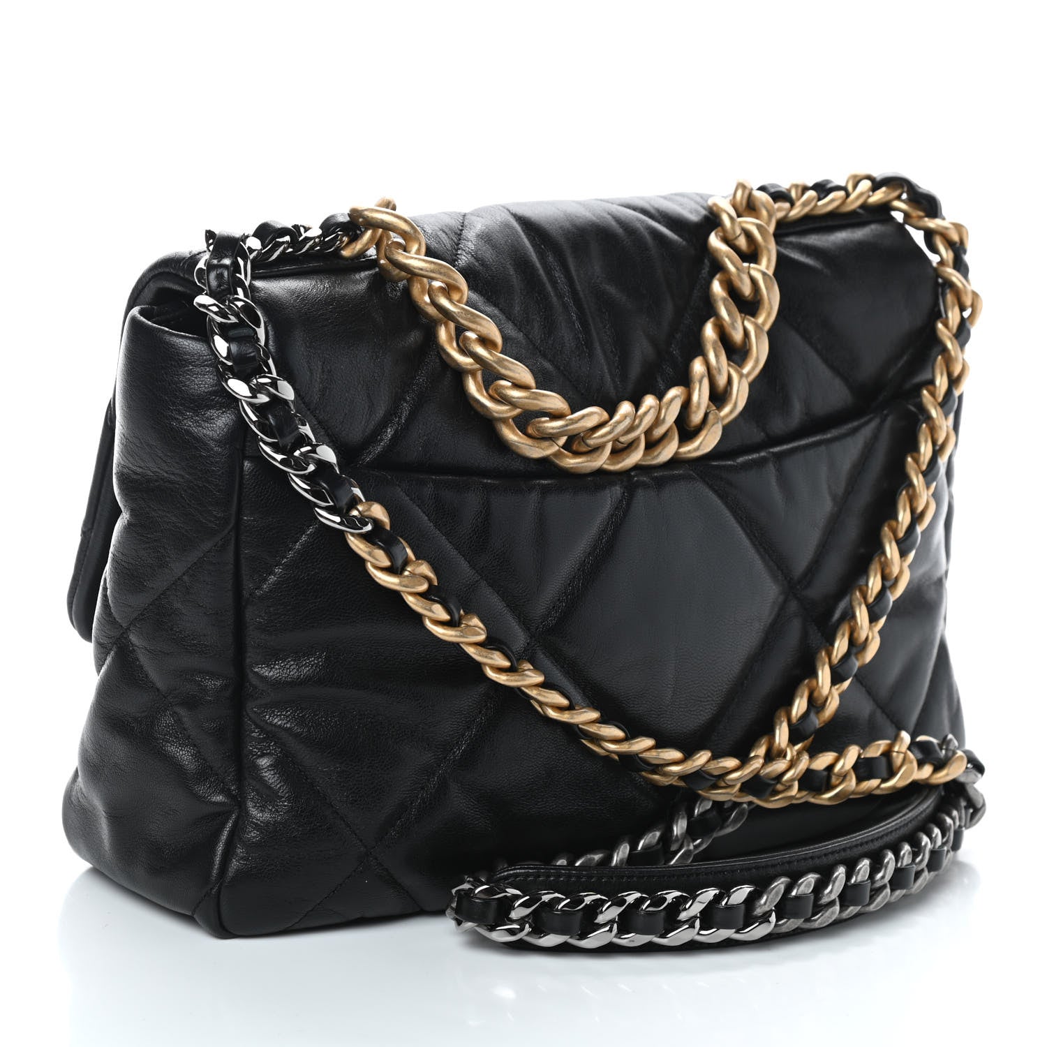 Chanel Shiny Goatskin Quilted Large Chanel 19 Flap Black 2 of 4