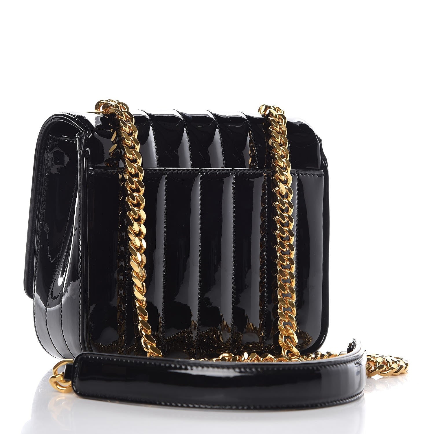 Saint Laurent Patent Calfskin Matelasse Monogram Small Vicky Chain Bag Black 3 of 9