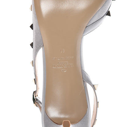 Valentino Garavani Suede Nappa Rockstud Half D'Orsay Slingback 50mm Pumps 41 Pastel Grey 6 of 8