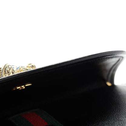 Gucci Textured Calfskin Web Small Rajah Slim Flap Shoulder Bag Black 10 of 10