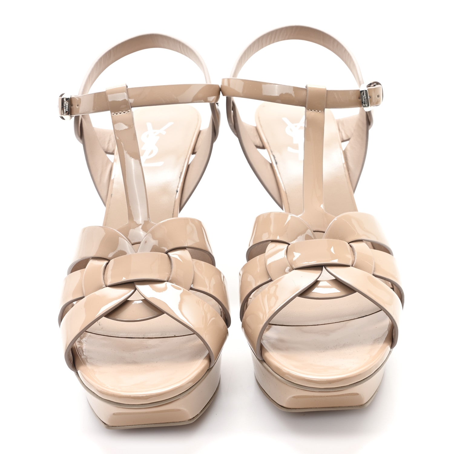 Saint Laurent Patent Tribute 75 Platform Sandals 40 Nude 3 of 10