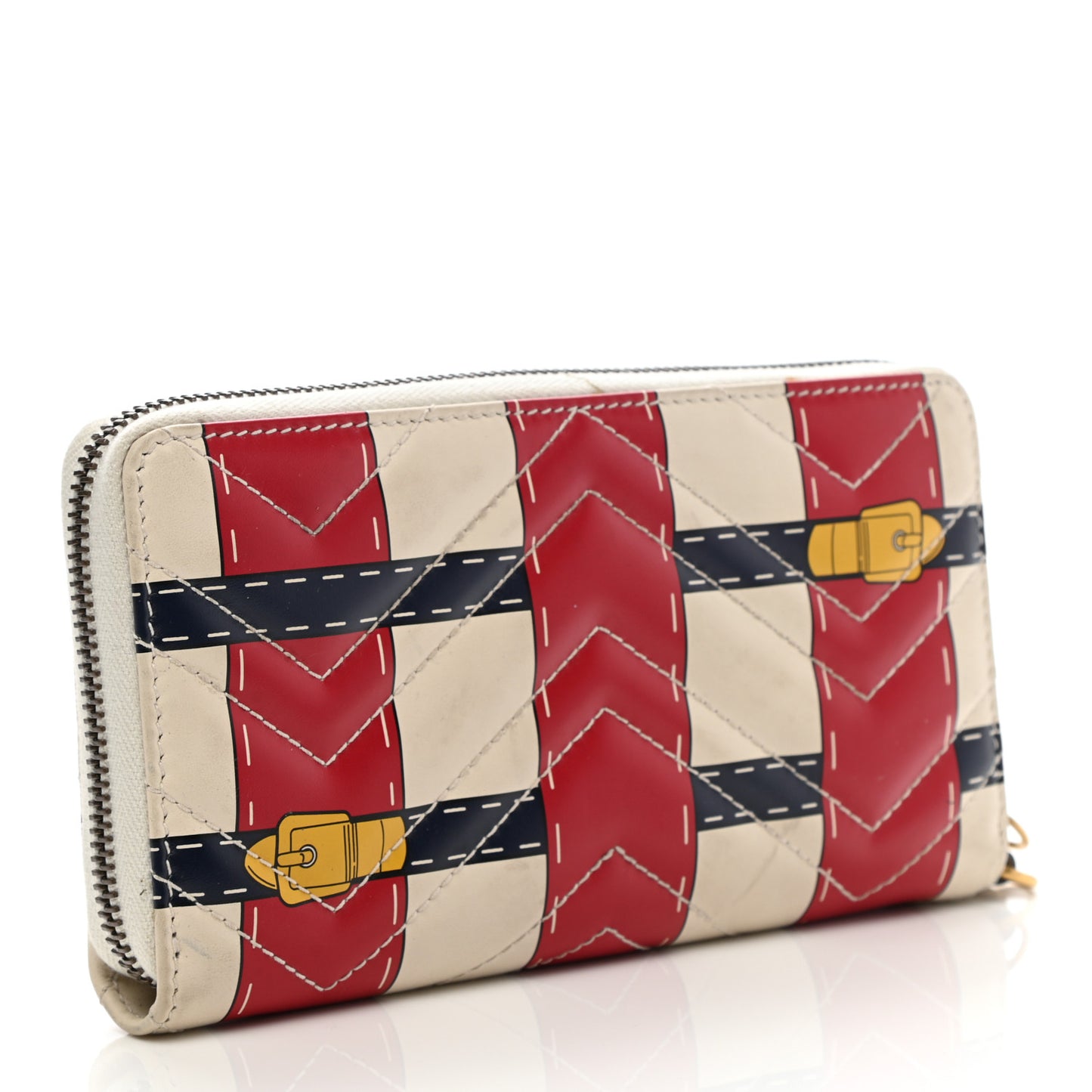 Calfskin Matelasse Trompe L'Oeil Print GG Marmont Zip Around Wallet