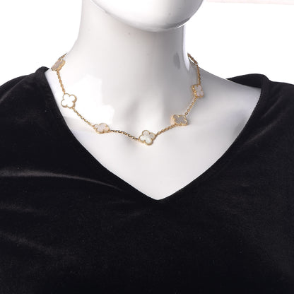 Van Cleef & Arpels 18K Yellow Gold Mother of Pearl 10 Motifs Vintage Alhambra Necklace 2 of 7