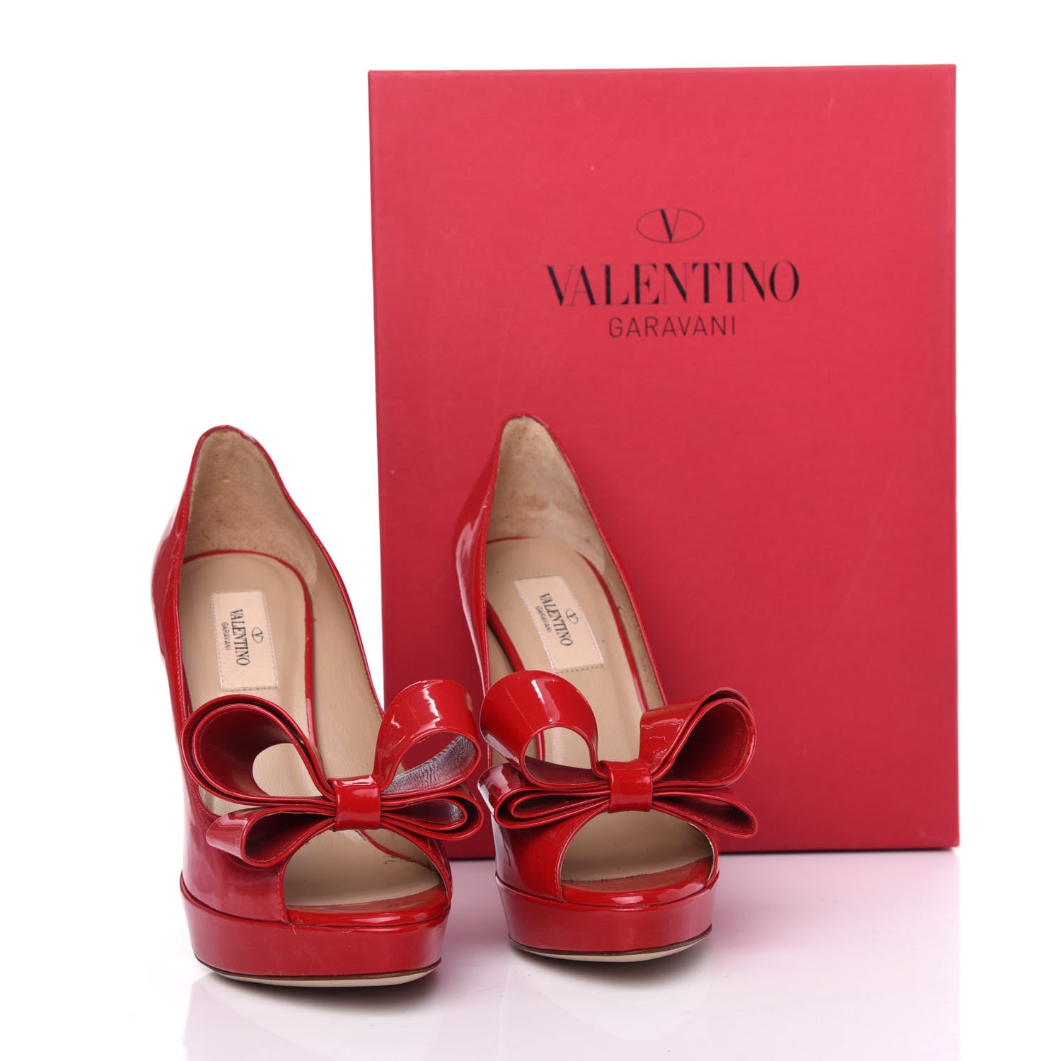 Valentino Garavani Patent Couture Bow Peep Toe 30/125mm Platform Pumps 36.5 Rosso Valentino 11 of 11