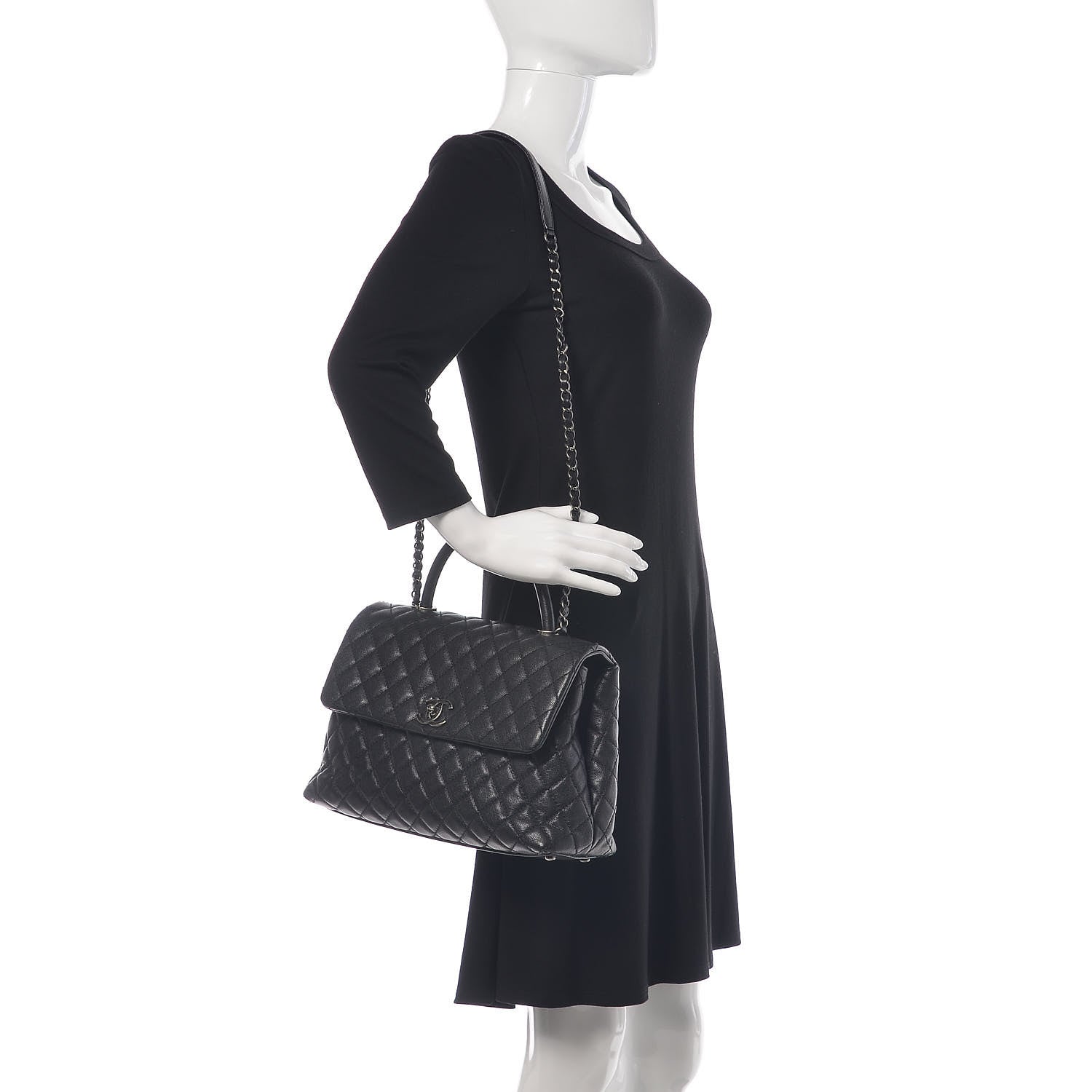 Chanel Caviar Quilted Medium Coco Handle Flap Black 2 of 9