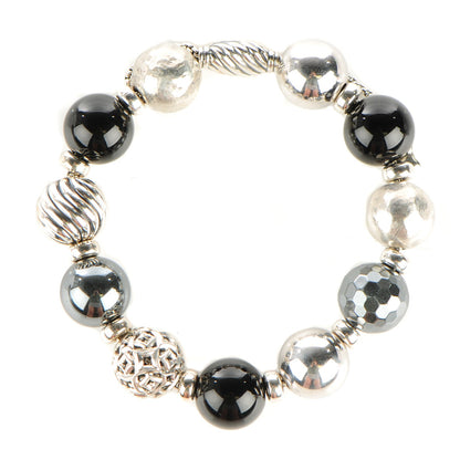 David Yurman Sterling Silver Black Onyx Hematine 14mm Elements Bracelet 1 of 5