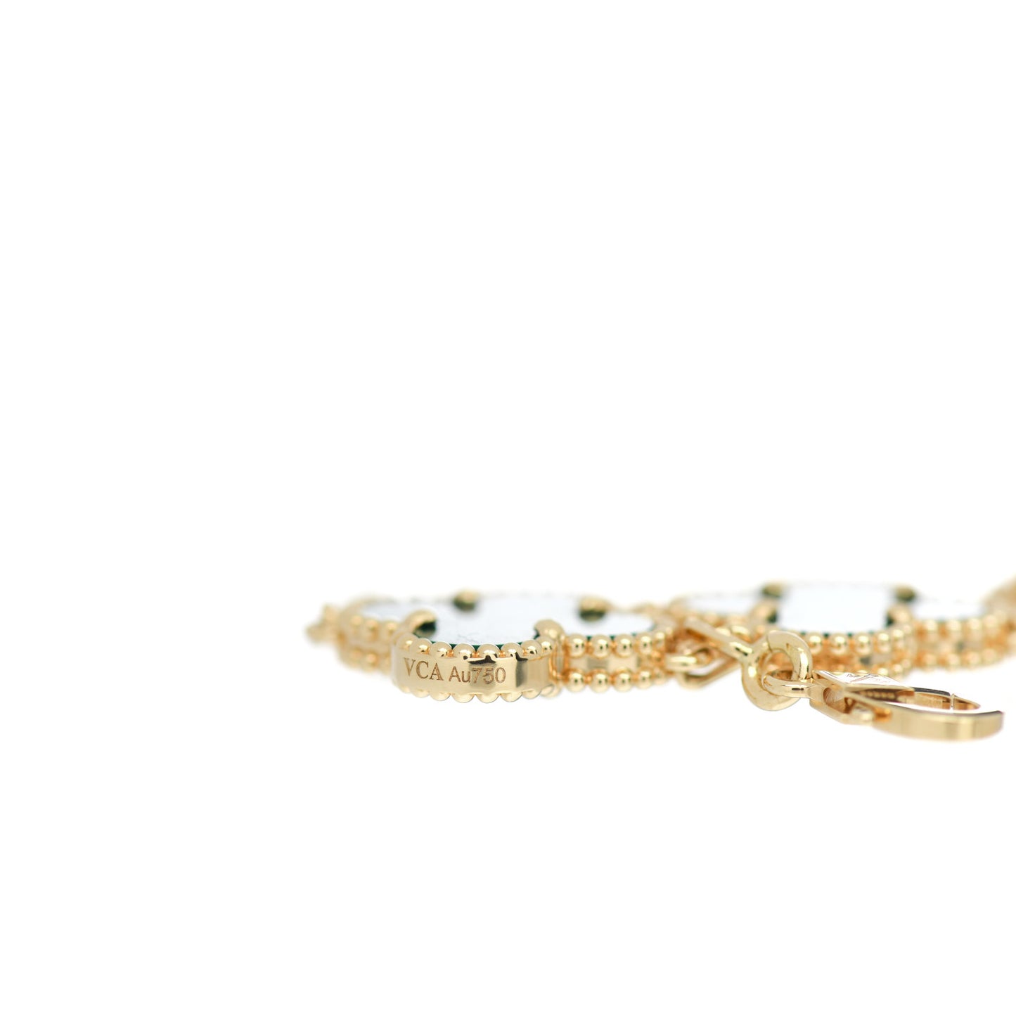 18K Yellow Gold Malachite 5 Motifs Vintage Alhambra Bracelet