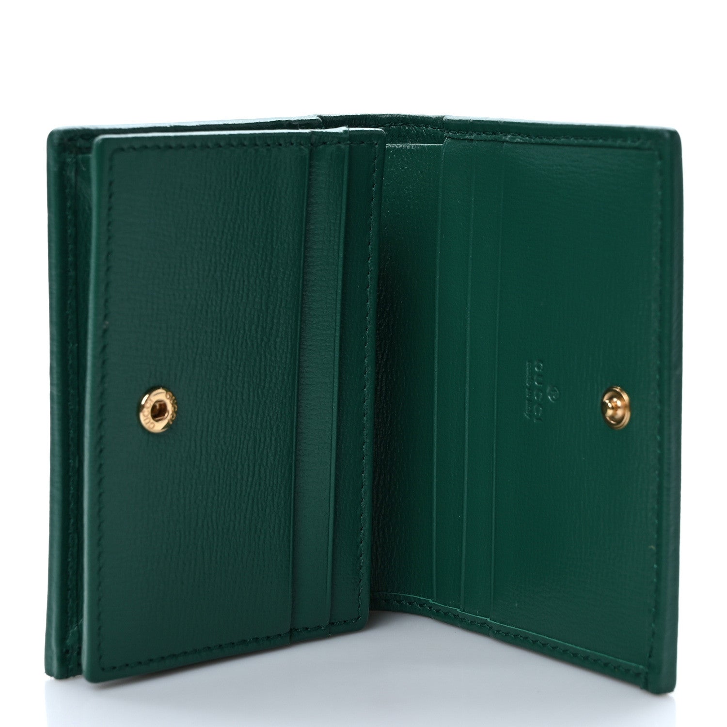 Gucci Azalea Calfskin Enamel Monochrome Horsebit 1955 Card Case Wallet Green 5 of 7
