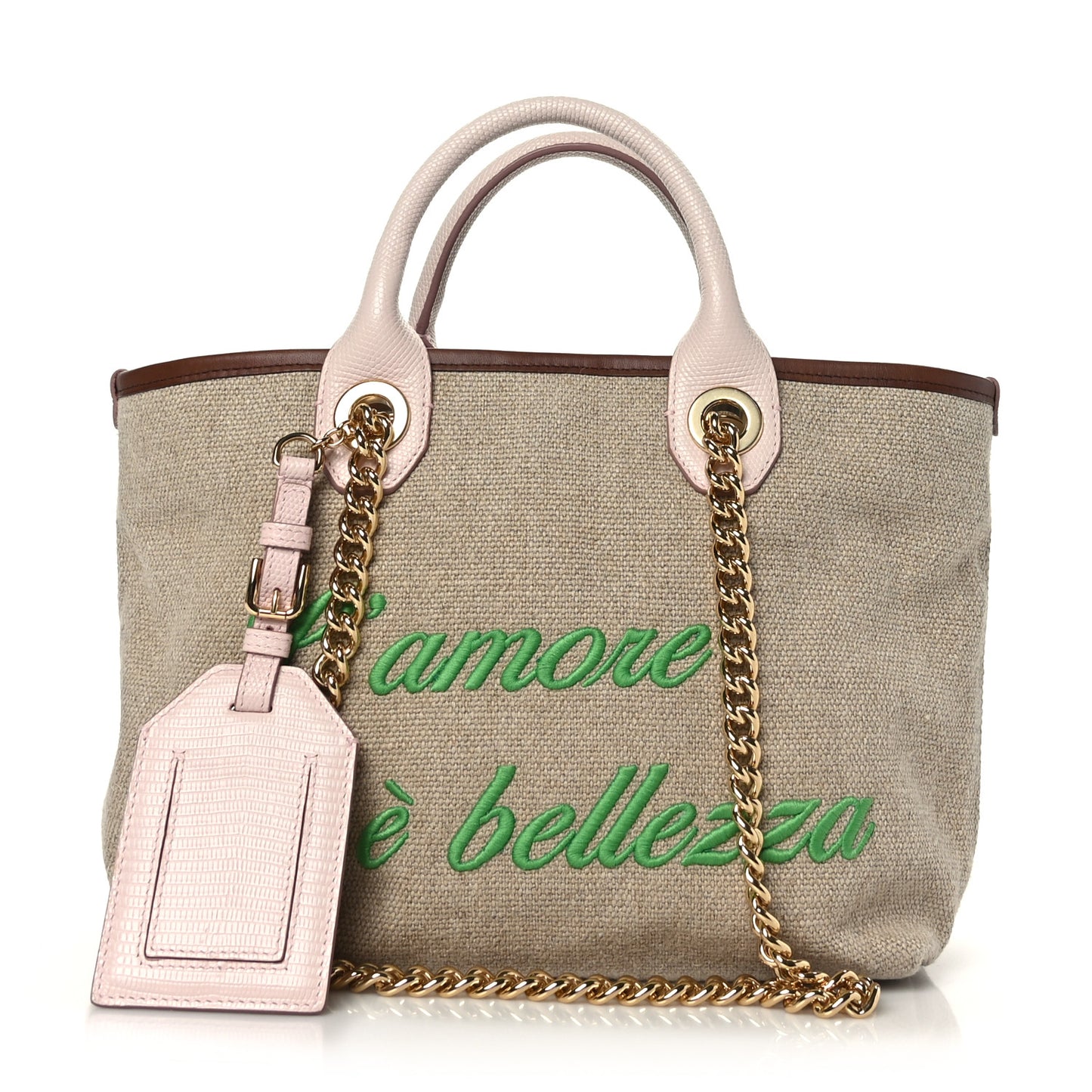 Canvas Printed Iguana Capri Tote Naturale Rosa
