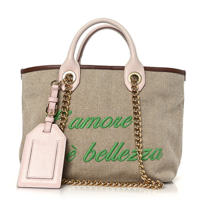 Dolce & Gabbana Canvas Printed Iguana Capri Tote Naturale Rosa 1 of 8