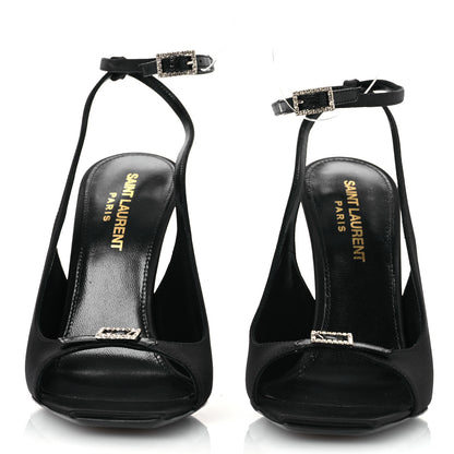Saint Laurent Crepe Satin Melody 105 Ankle Strap Sandals 36 Black 3 of 12