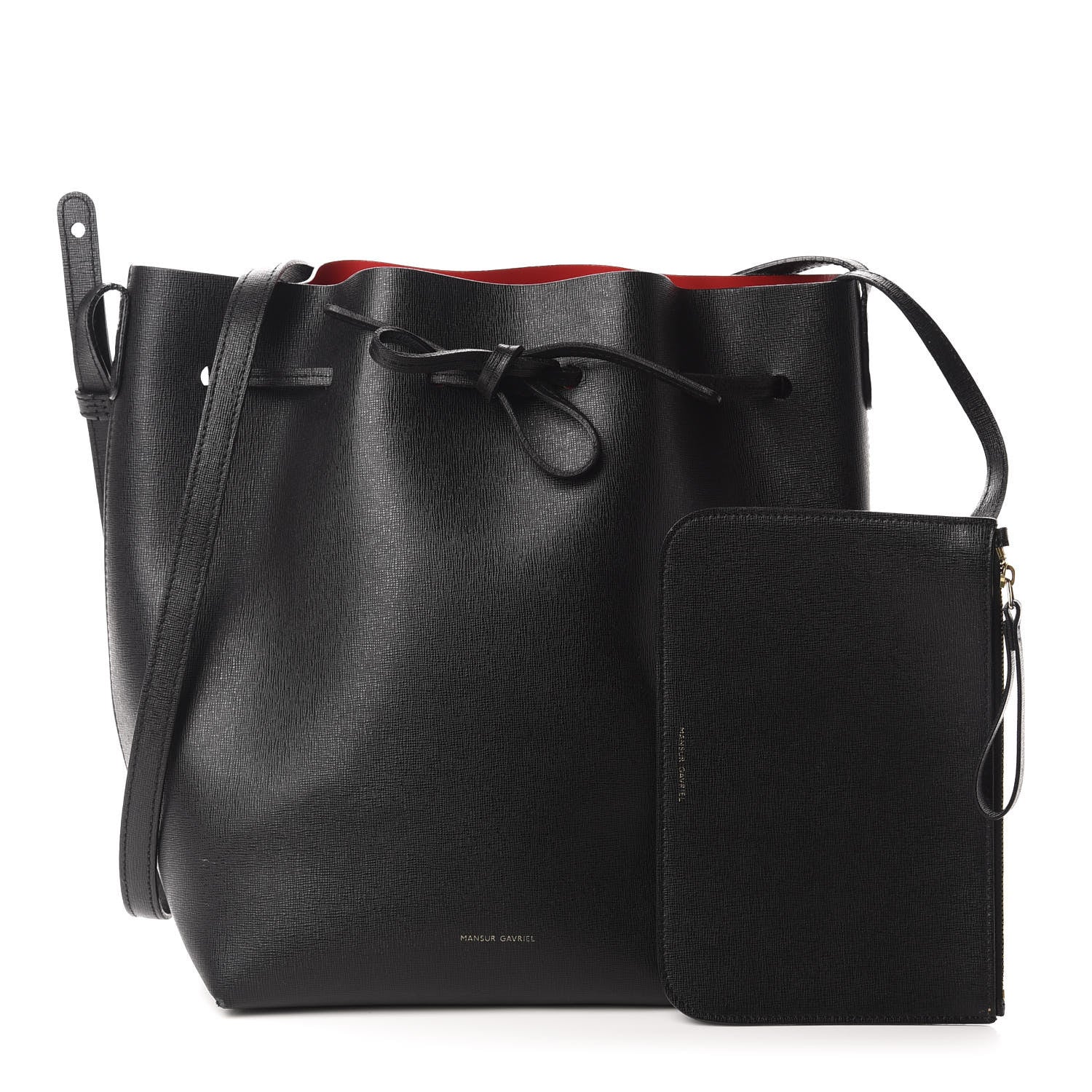 Mansur Gavriel Saffiano Bucket Bag Black Flamma 1 of 11