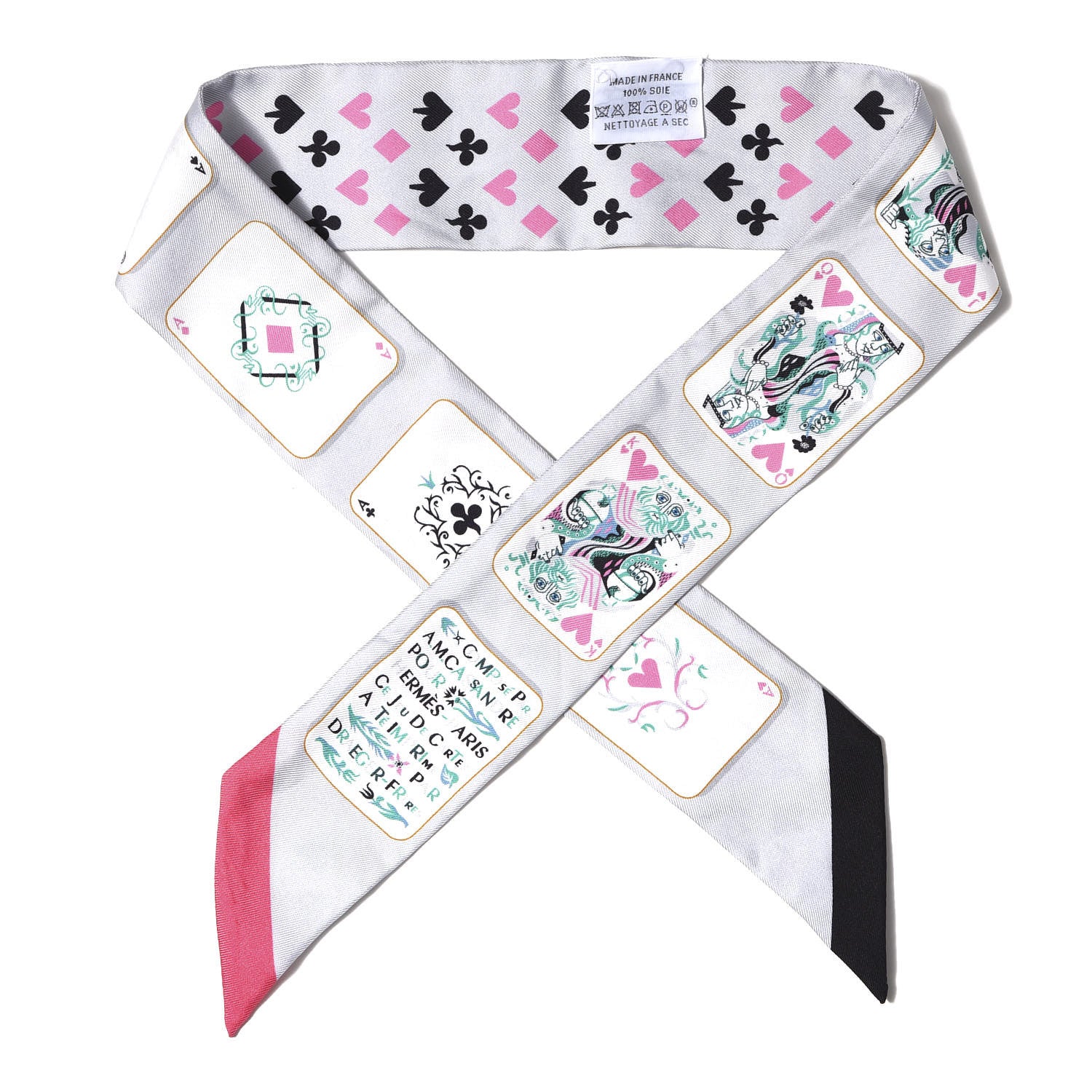 Hermes Silk Jeu de Cartes Twilly Gris Perle Rose Black 1 of 5