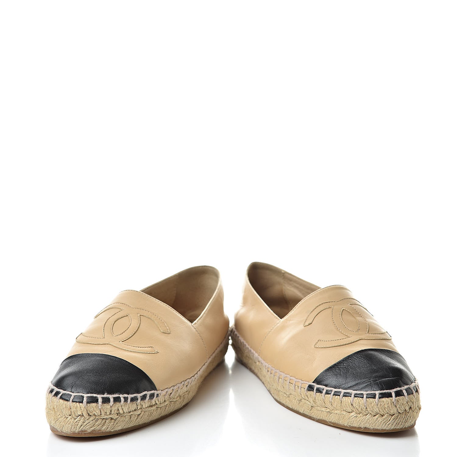 Chanel Lambskin CC Espadrilles 36 Beige Black 6 of 15