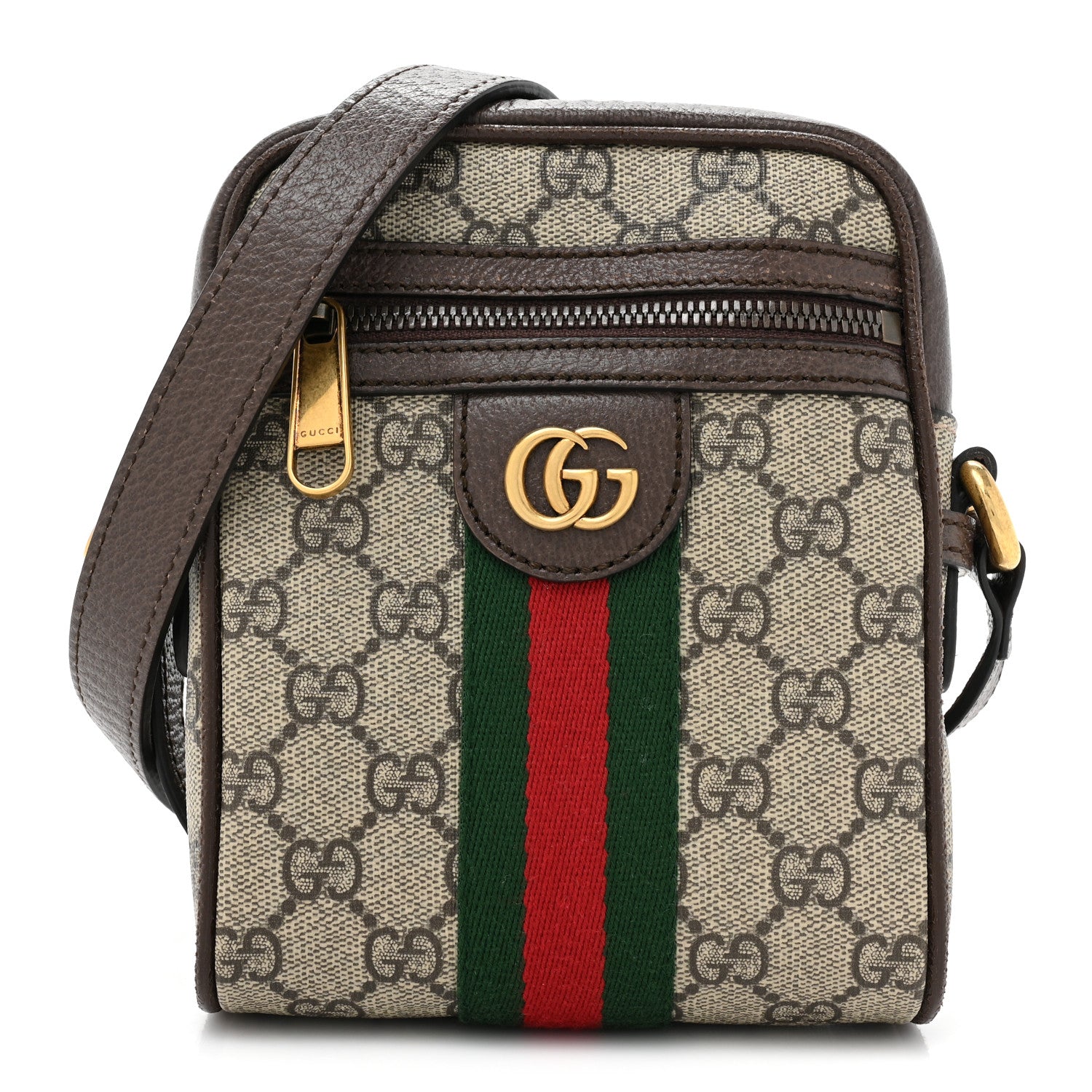 Gucci GG Supreme Monogram Web Mini Ophidia Messenger Brown 1 of 13