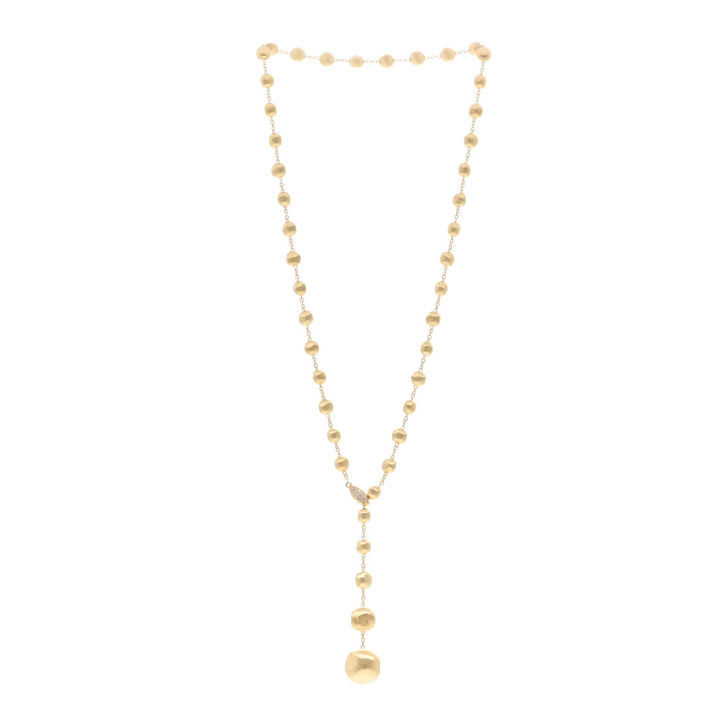 Marco Bicego 18K Yellow Gold Diamond Africa Small Bead Y Necklace 3 of 5