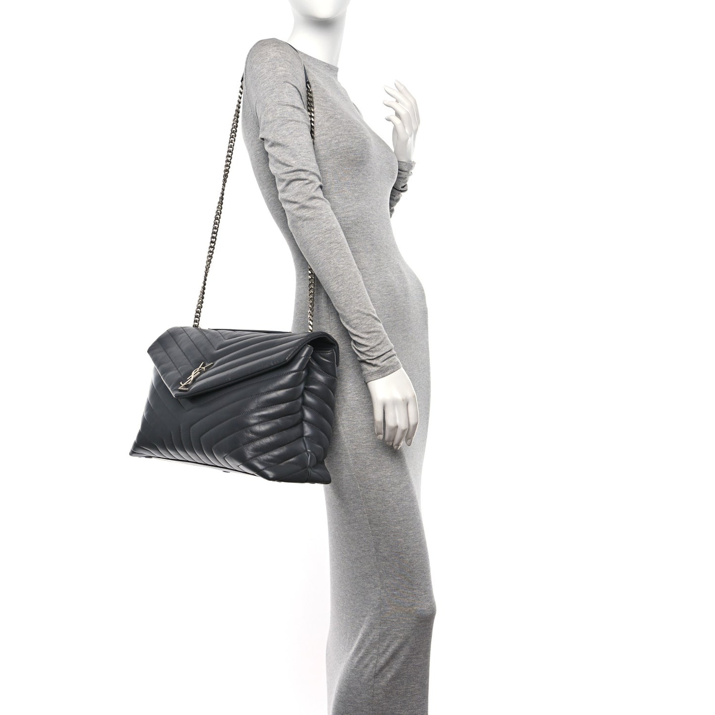 Calfskin Y Quilted Monogram Large Loulou Chain Satchel Earth