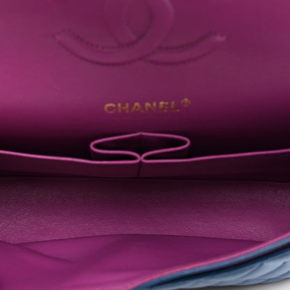 Chanel Lambskin Quilted Medium Double Flap Blue Pink 5 of 11