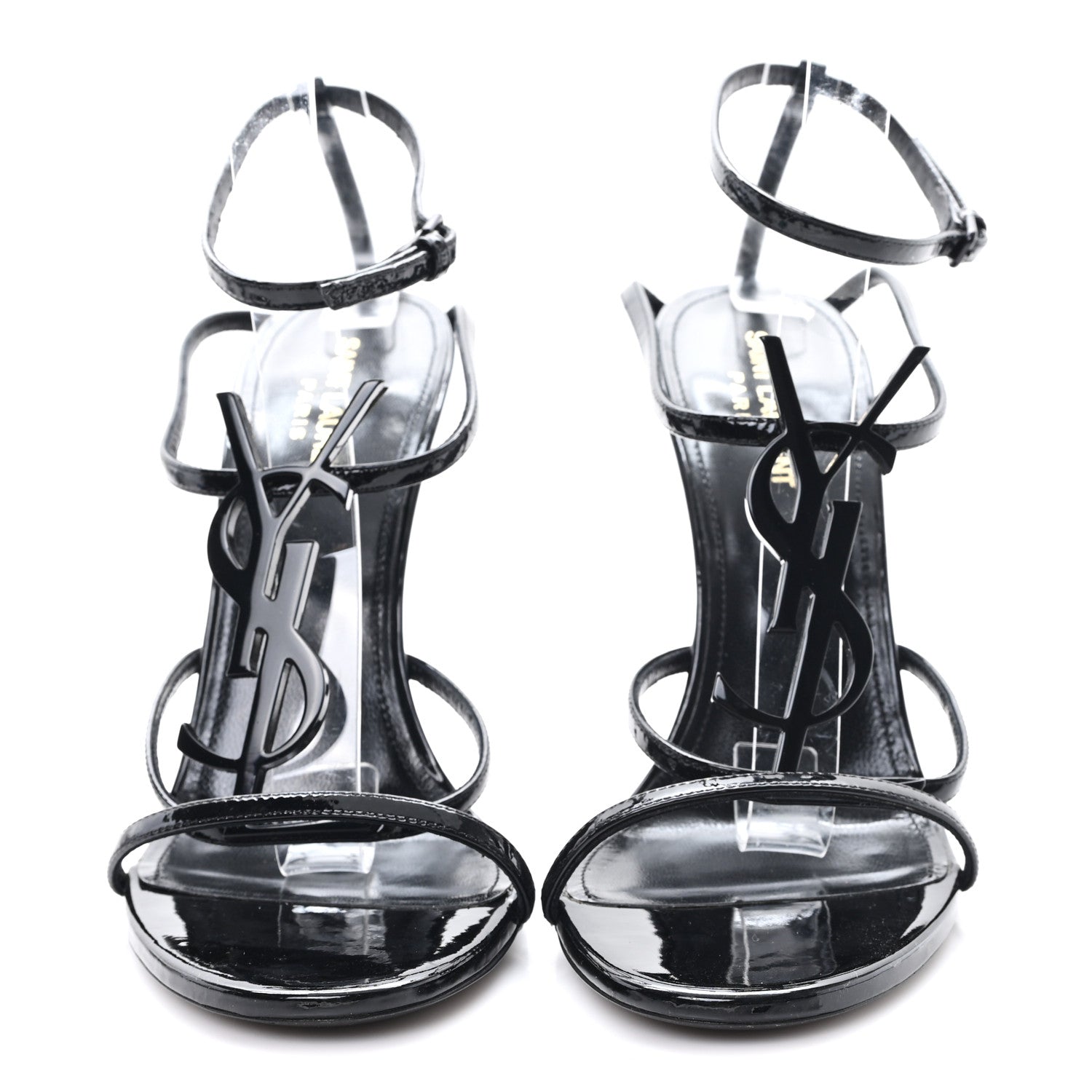 Saint Laurent Patent Cassandra 100 Ankle Strap Sandals 40 Black 3 of 12