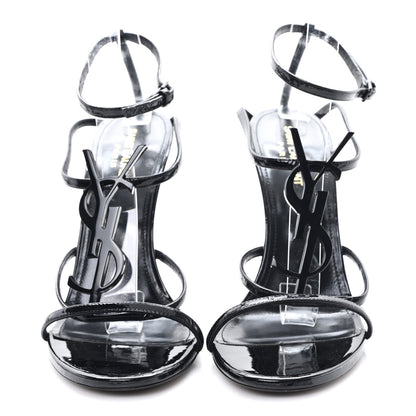 Saint Laurent Patent Cassandra 100 Ankle Strap Sandals 40 Black 3 of 12