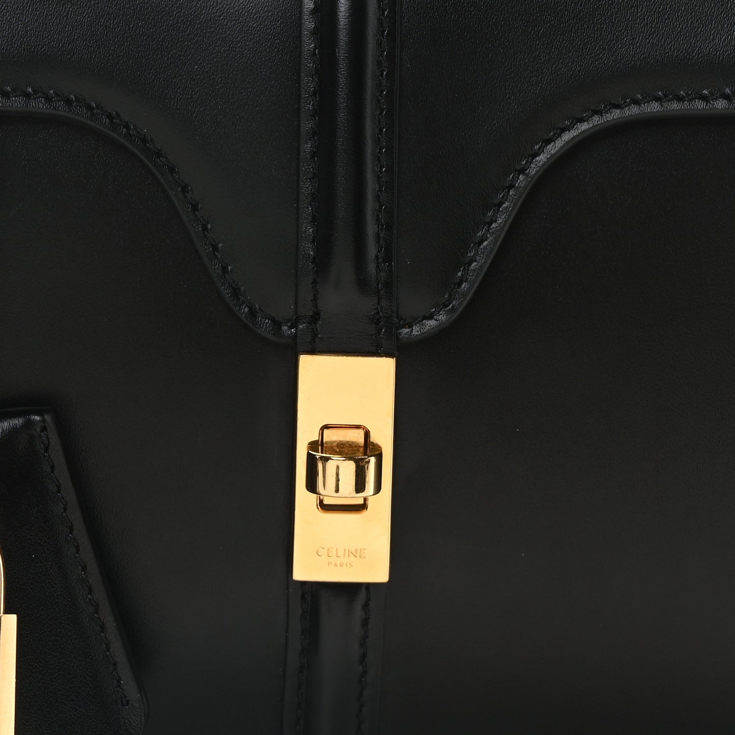 Satinated Calfskin Mini 16 Top Handle Bag Black