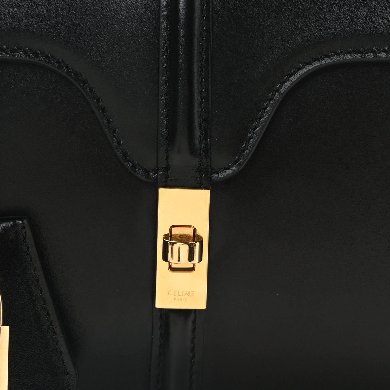 Celine Satinated Calfskin Mini 16 Top Handle Bag Black 8 of 10
