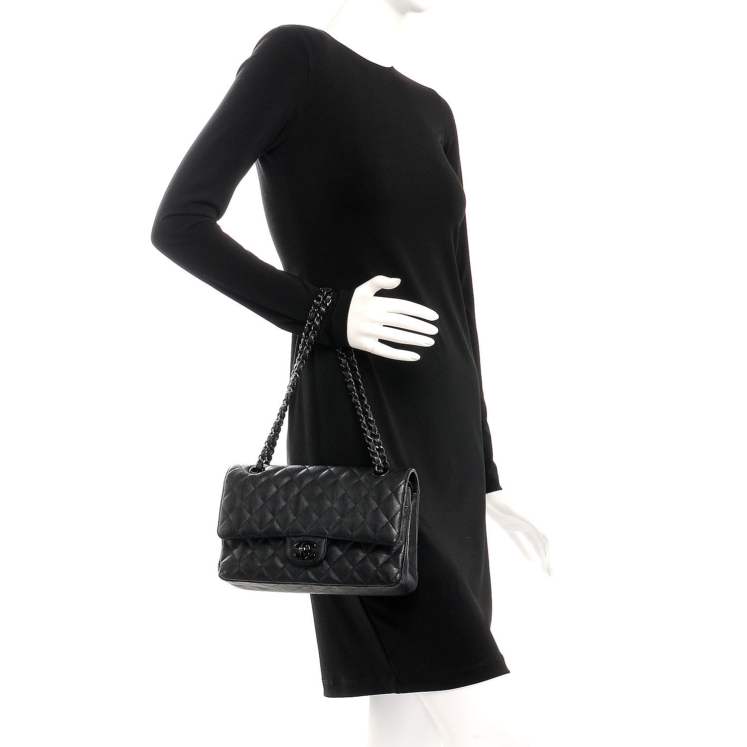 Chanel Crumpled Calfskin Quilted Medium Double Flap So Black 3 of 12